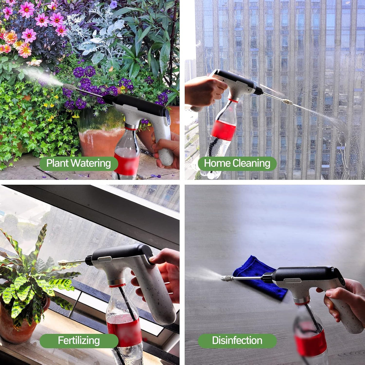 Pulverizator electric pentru plante cu 3 moduri de pulverizare – compatibil cu sticle standard, reîncarcabil USB