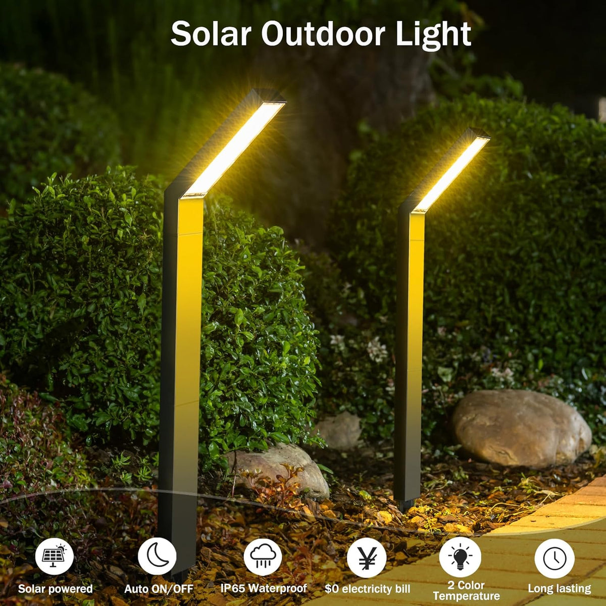 Lampa Solara LED pentru Gradina, 90 LED-uri, 3 Moduri Iluminare, Protectie IP65, Inaltime 83 cm, Culoare Negru