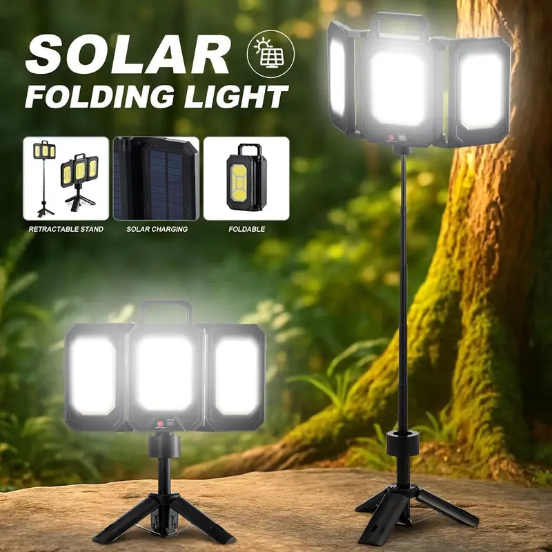 Lampa solara pliabila 3 panouri cu trepied reglabil 84cm si incarcare Type-C