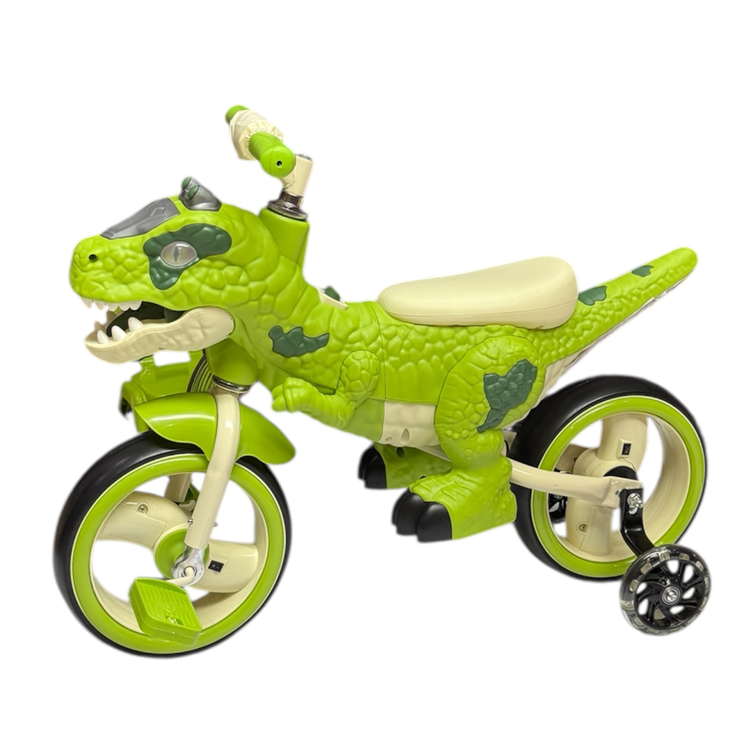 Tricicleta Jurassic T-Rex 2 in 1 Bicicleta Roti EVA Silentioase Ochi LED 2-8 Ani - detaliu produs