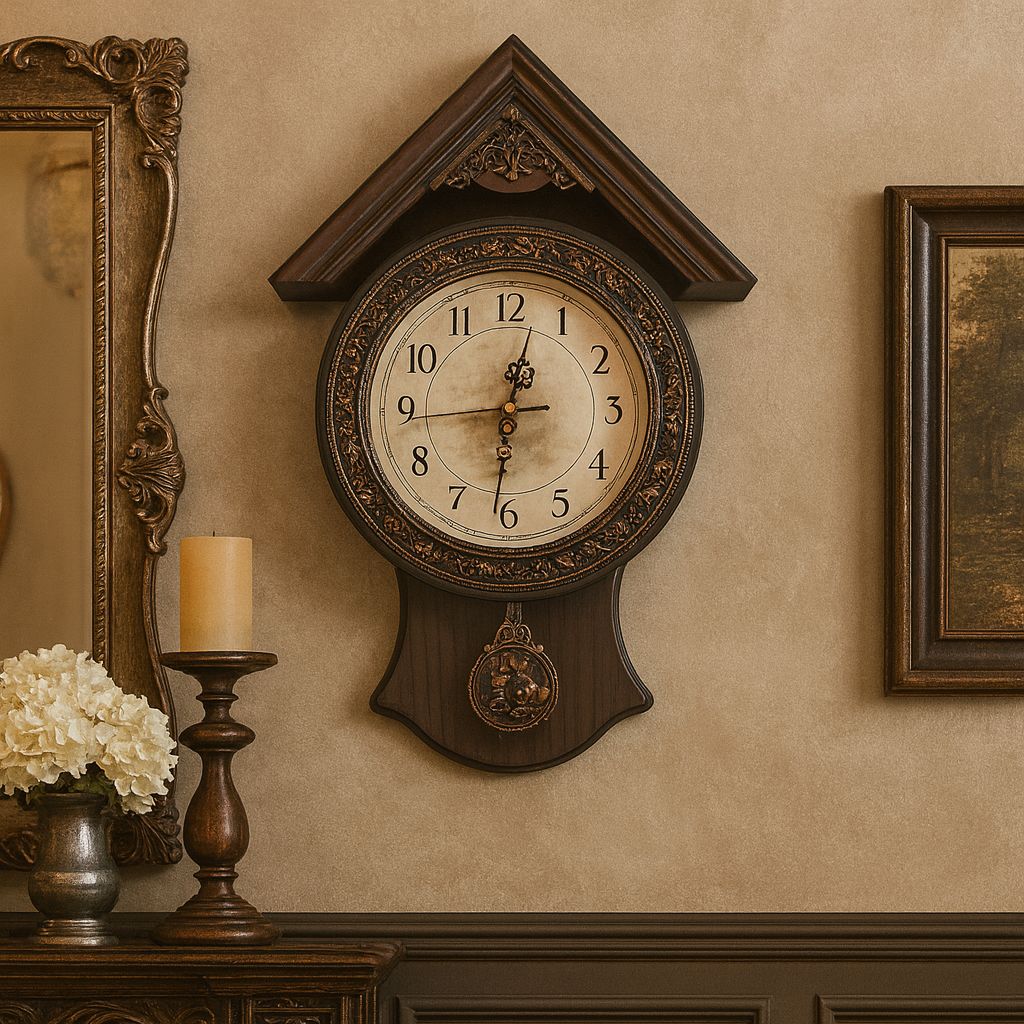 Ceas de perete cu pendul, model casuta, design elegant 30 x 50 cm