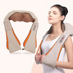RESIGILAT - Aparat de masaj cervical, cu incalzire, infrarosu si bile, pentru umeri si gat, 24W, piele