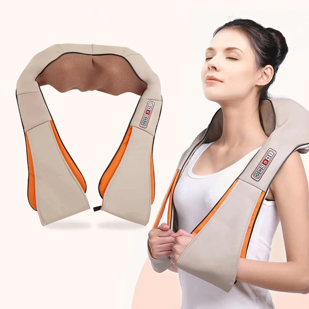 RESIGILAT - Aparat de masaj cervical, cu incalzire, infrarosu si bile, pentru umeri si gat, 24W, piele