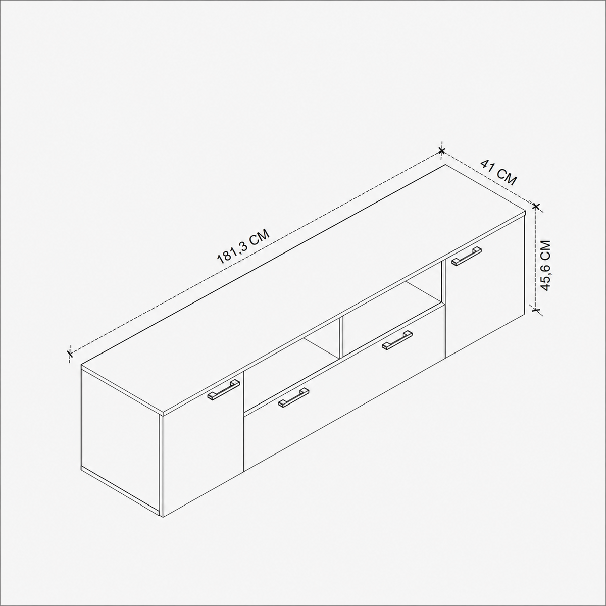 Comoda TV moderna din PAL 181,3x41x45,6 cm, pentru living