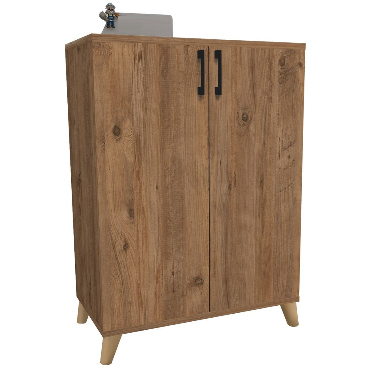 Pantofar Ceren multifunctional cu 2 usi si 4 rafturi interioare, dulap pantofi, mobilier hol ingust 70 x 110 cm, PAL melaminat 18 mm clasa E1, mecanism silentios soft-close, 72x32,5x88 cm