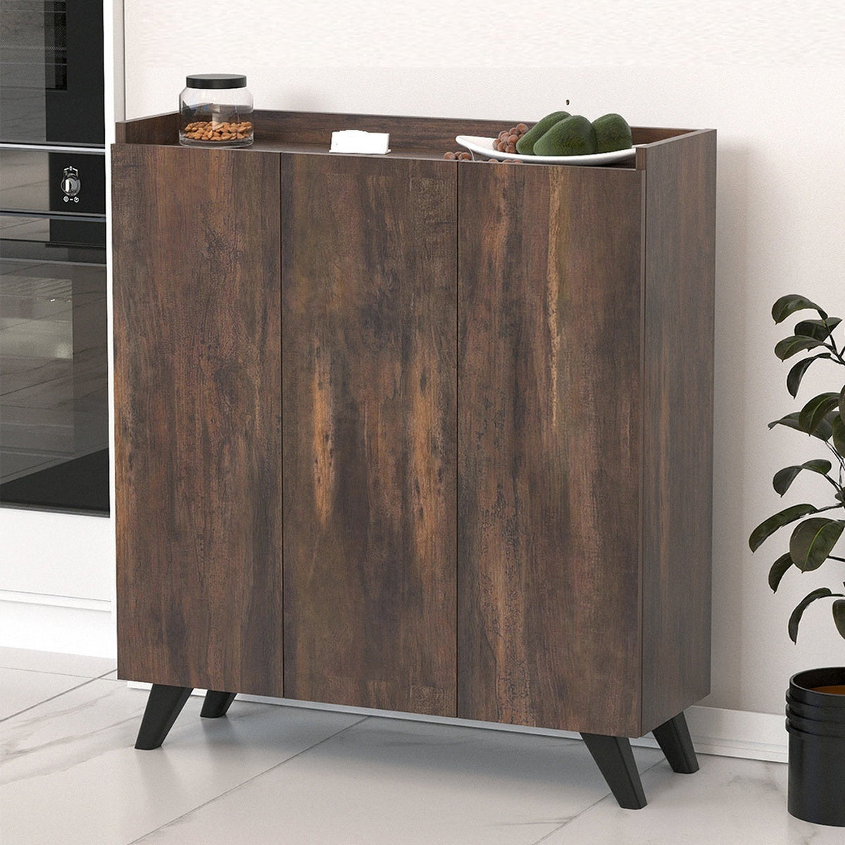 RESIGILAT - Dulap multifunctional cu 3 usi, Design scandinav modern 103.5 x 90 x 30cm