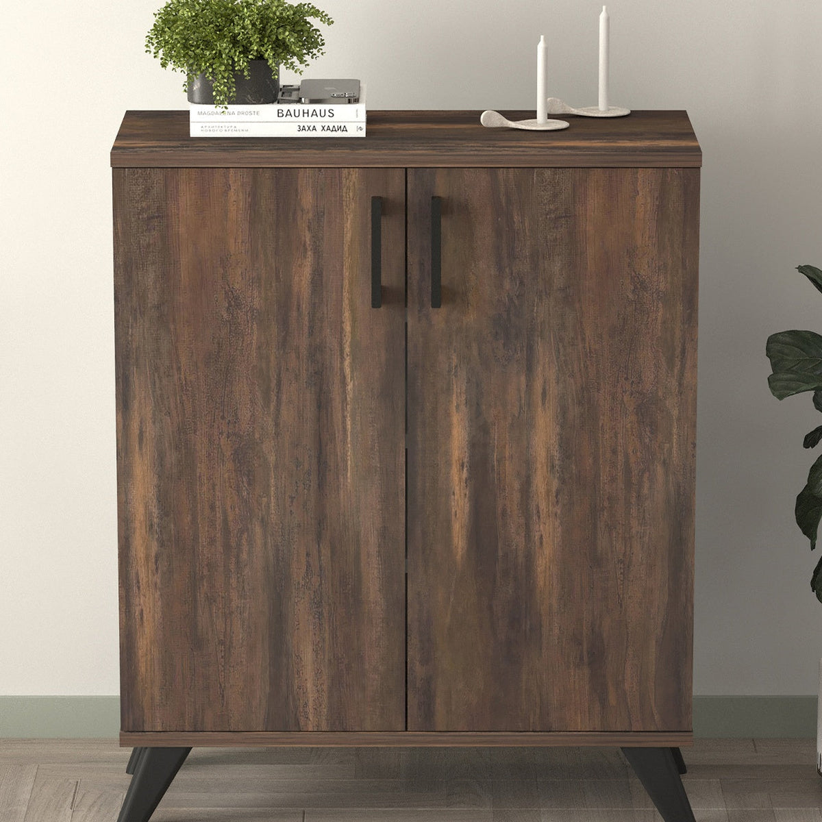Pantofar Ceren multifunctional cu 2 usi si 4 rafturi interioare, dulap pantofi, mobilier hol ingust 70 x 110 cm, PAL melaminat 18 mm clasa E1, mecanism silentios soft-close, 72x32,5x88 cm