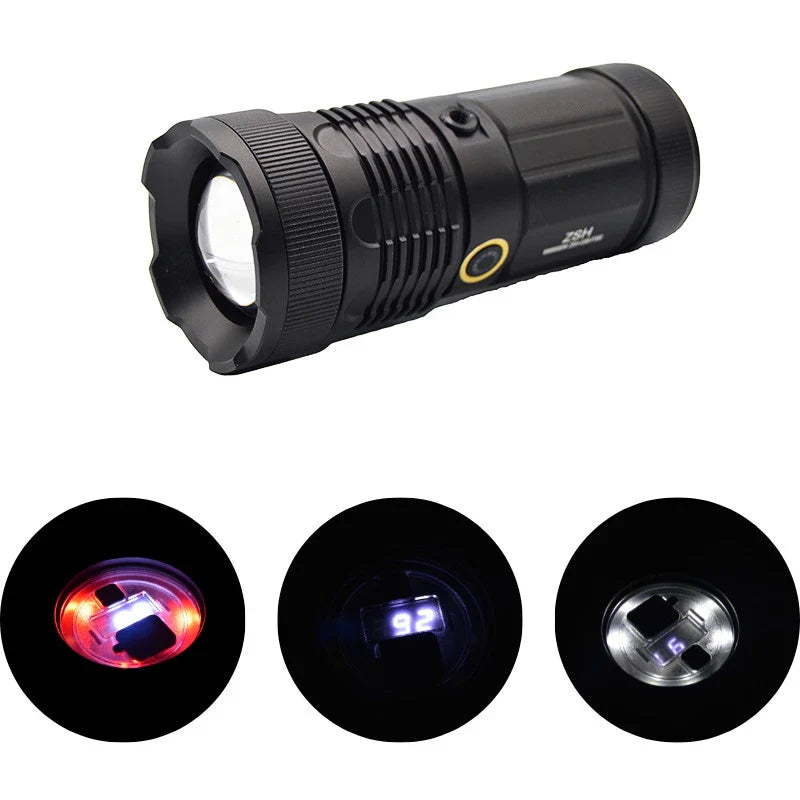 Lanterna profesioana 10W cu laser led si maner, acumulatori 3 x 16500,  ZSH-G99-P360