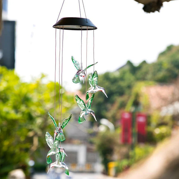 Carillon Solar LED Colibri Decoratiune Gradina Lumini Multicolore IP65 - detaliu produs