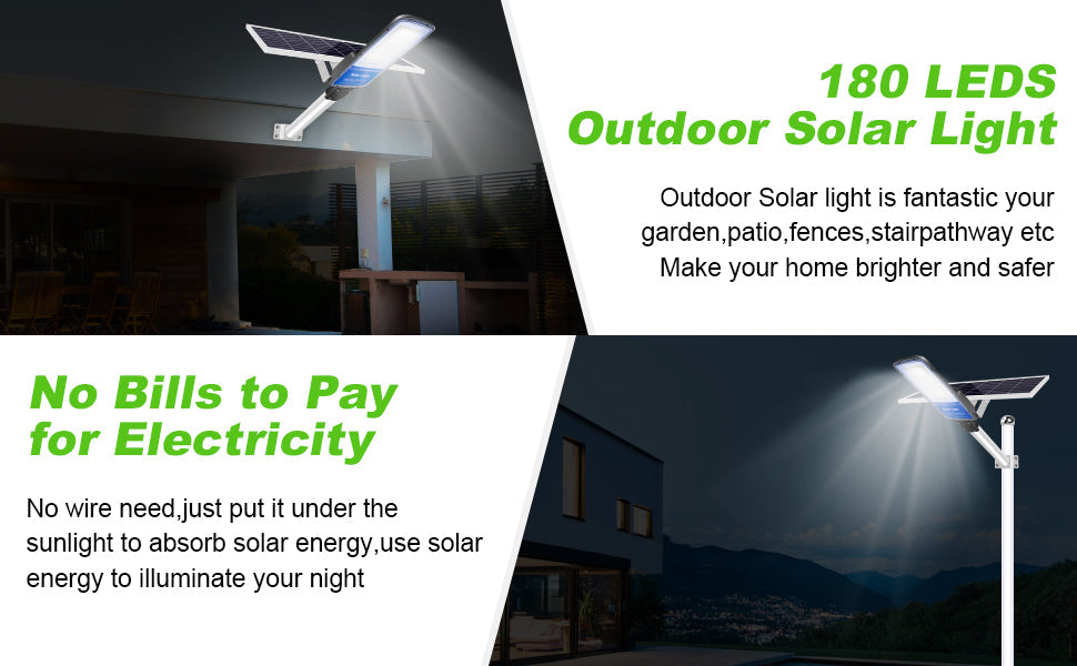 Lampa solara stradala LED cu panou solar 400W, brat montare si telecomanda, 13500 lumeni, 180 LED