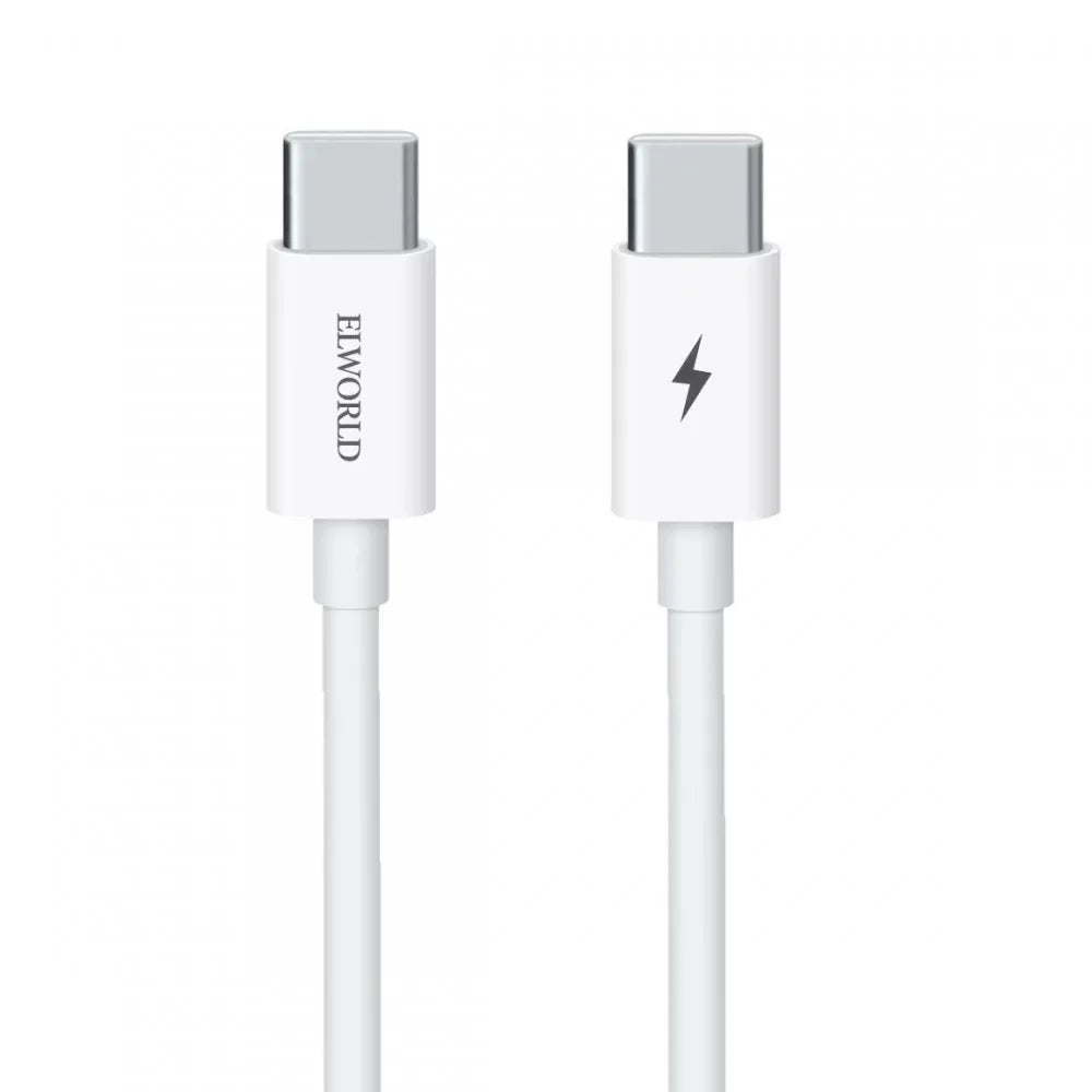 Cablu de date si incarcare USB Type-C la USB Type-C 18W alb