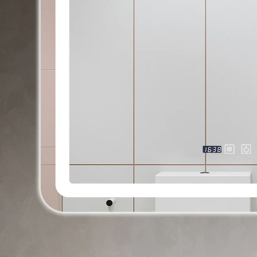 Oglinda LED pentru baie 60x80 cm, sistem Dezaburire, Senzor Touch, Ceas, Trei Tipuri de Lumina