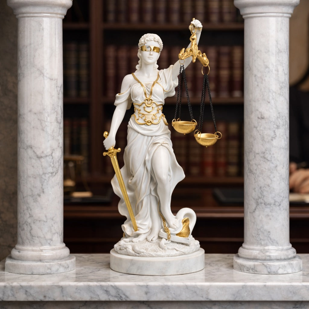 Statueta Lady Justice decorativa 20 cm – simbol al echilibrului si dreptatii