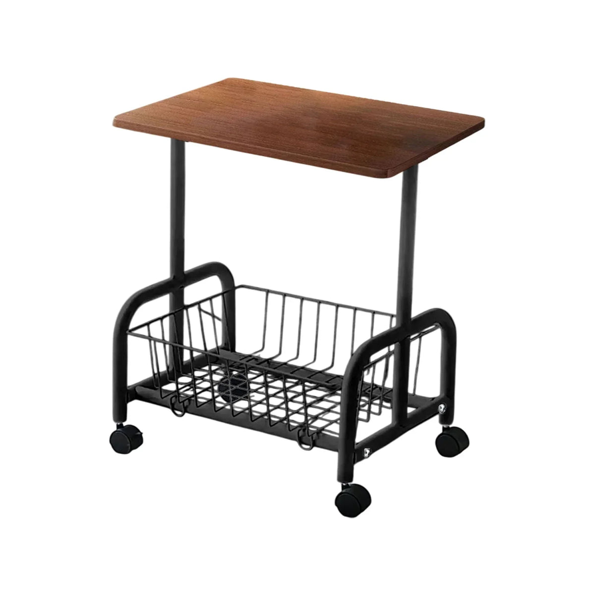 Masuta laterala tip coffee table, carucior mobil cu blat si rafturi metalic , 50x40x30 cm