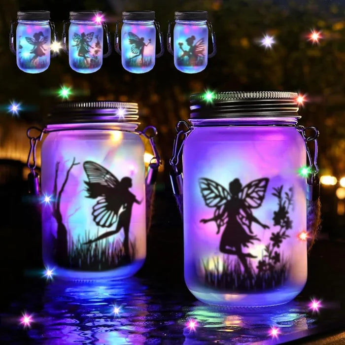 Set 2 Decoratiuni Solare cu Zane LED Alb Cald Multicolor Iluminare Ambientala Gradina - detaliu produs