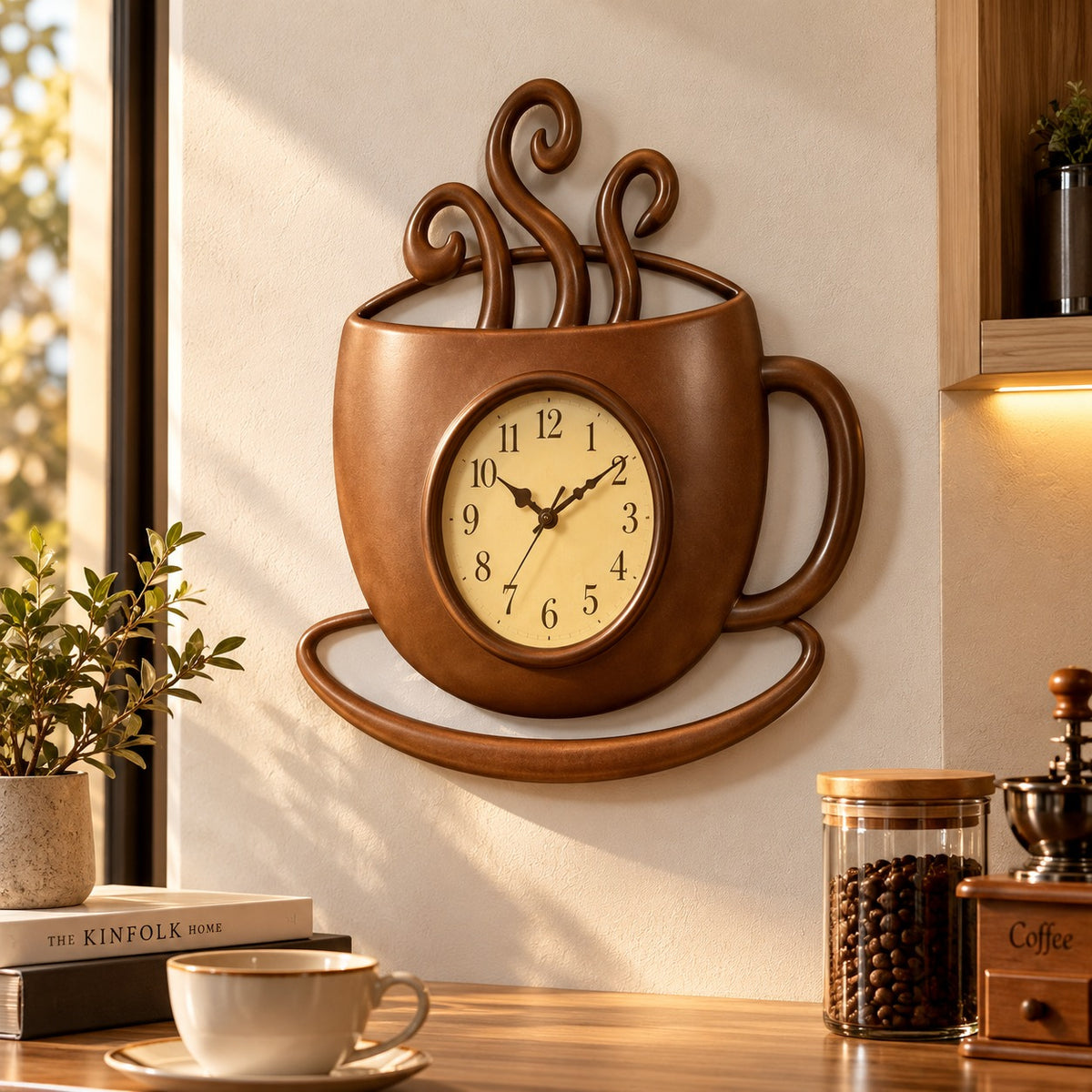 Ceas de Perete Decorativ în Formă de Ceașcă de Cafea – 27 × 22 cm - detaliu produs