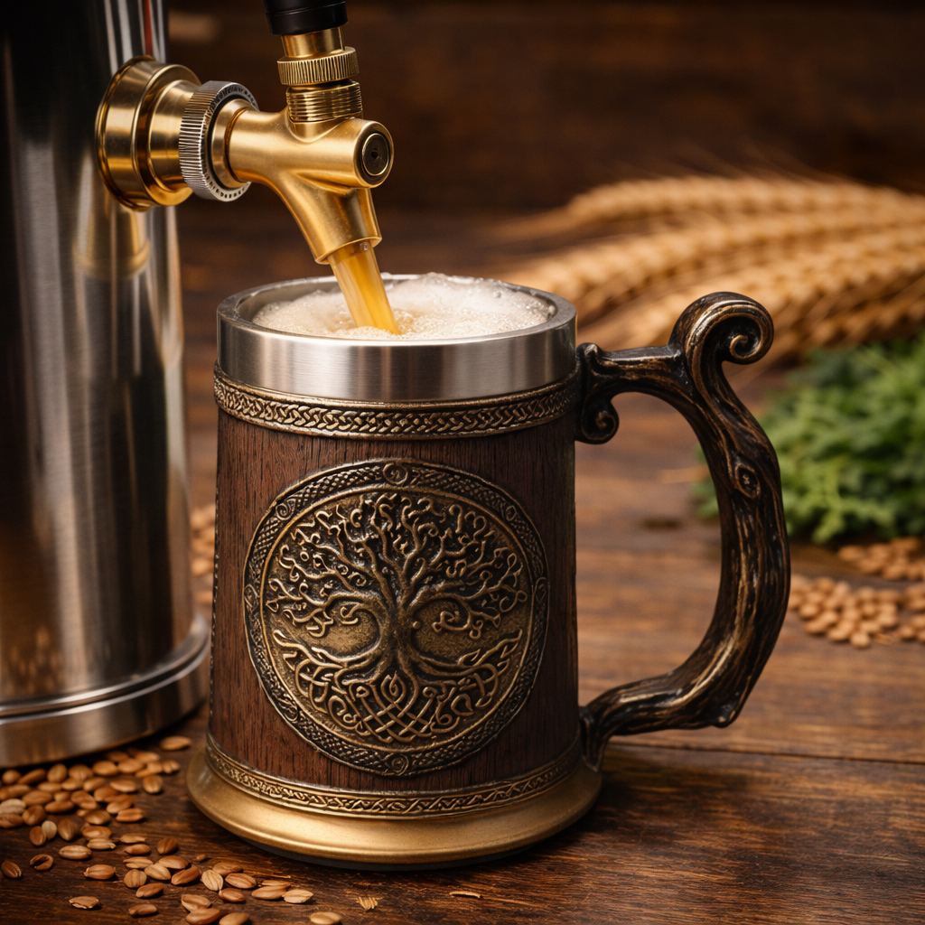 Halba bere stil viking Tree of Life 600 ml interior inox