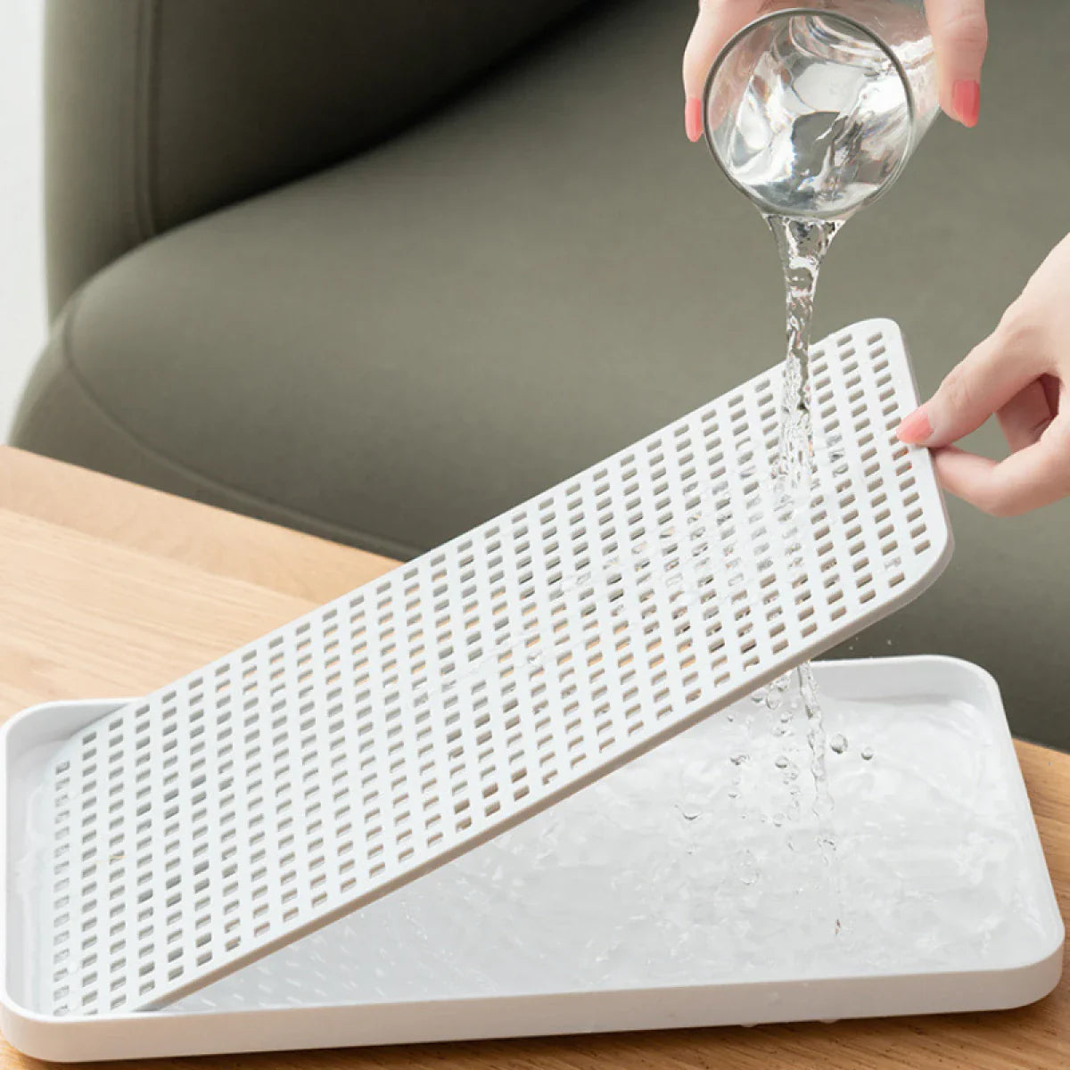 Tava multifunctionala cu sistem de scurgere pentru bucatarie si baie, 38 x 22.4 x 2.3 cm