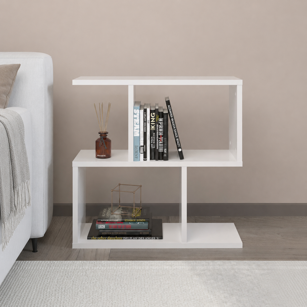 Masuta laterala cu rafturi pentru carti, 60 x 20 x 59,4 cm