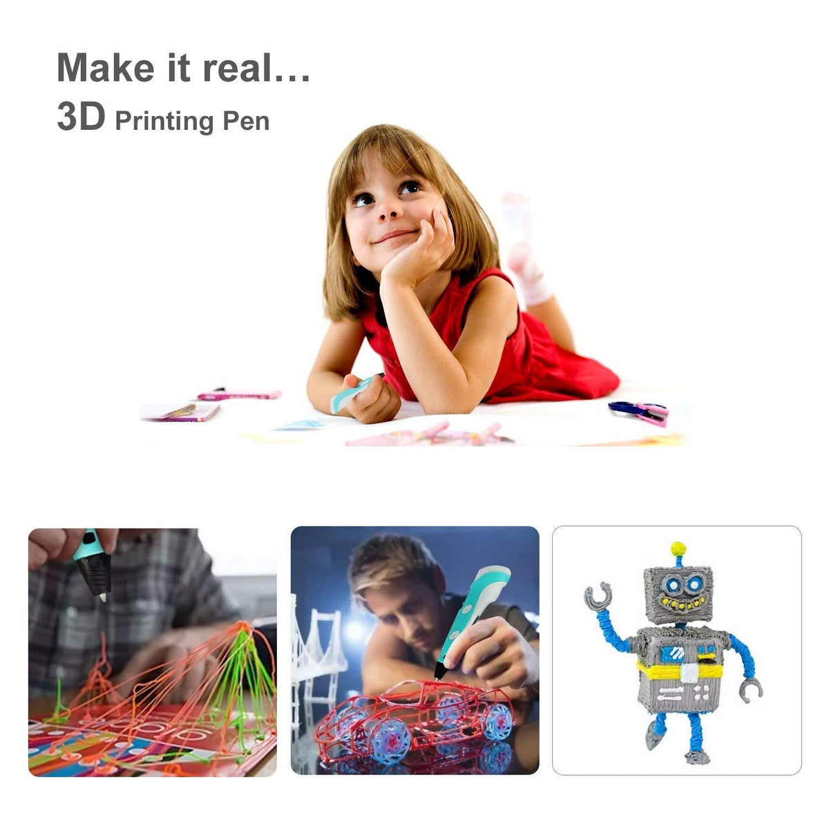 RESIGILAT - Creion pentru Desenat In Spatiu 3D, Pentru Incepatori, Cu Afisaj Si Filamente Multicolore