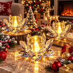 Set 6 Lumânări LED Decorative în Formă de Floare, Efect Cristal, Lumină Caldă, Fără Flacără