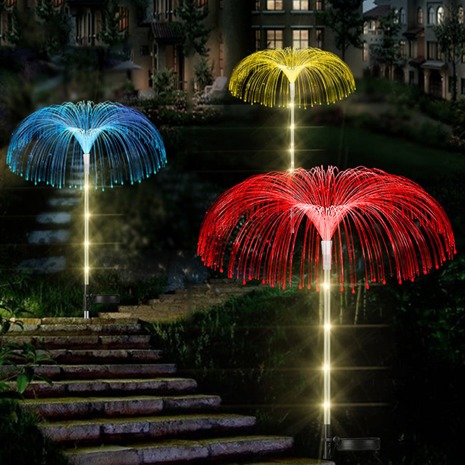 Set 2 x Lampi solare cu fibra optica  tip palmier Iluminare decorativa RGB