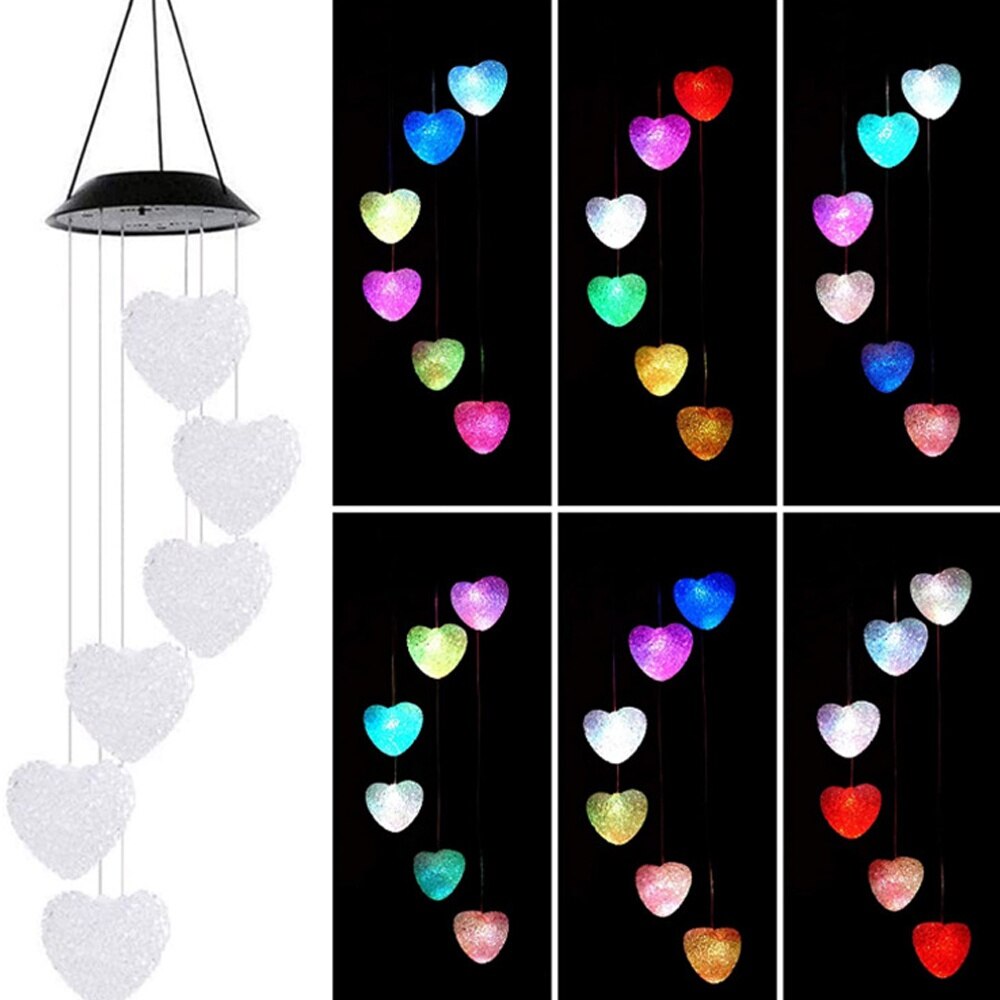 Lampa solara suspendata in forma de inimioare RGB IP65 Rezistenta Apa Decor Exterior - detaliu produs