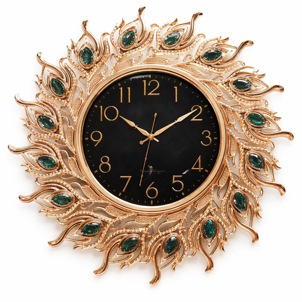 RESIGILAT - Ceas de perete decorativ 70 cm model pene de paun design elegant premium silentios