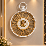 Ceas de Perete Premium Stil Ceas de Buzunar, Design Vintage cu Mecanism Aparent, 60 × 45 × 7 cm