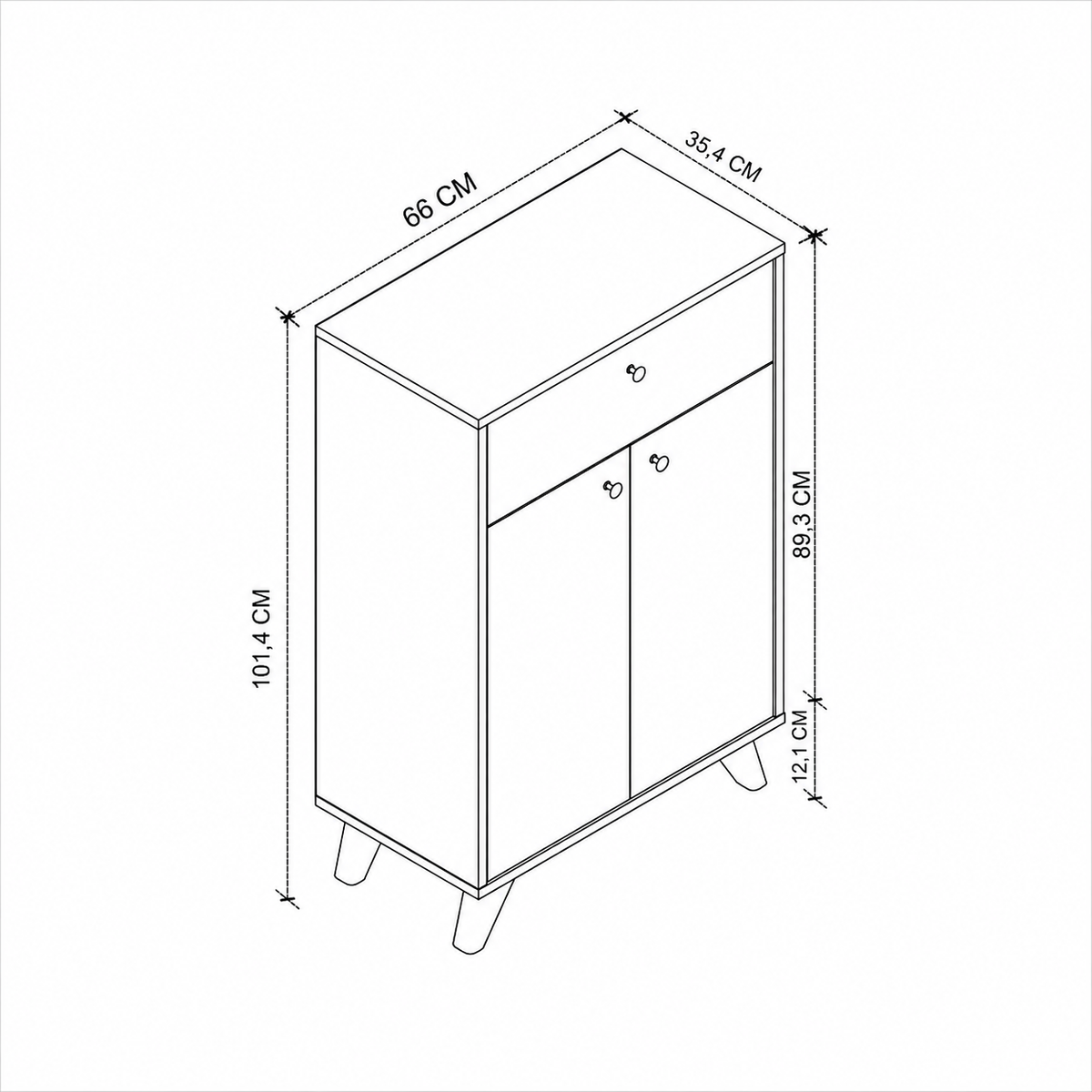 Dulap multifunctional din PAL 66x35,4x101,4 cm, cu 2 usi si sertar, pentru depozitare
