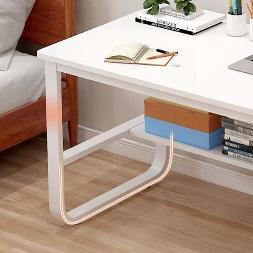 Birou minimalist alb cu rafturi - 160x60x73 cm, ideal pentru spații mici, lucru și studiu - detaliu produs