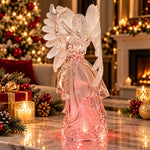 Figurina Înger Decorativ Transparent cu Porumbel – 15 × 8 × 6,5 cm
