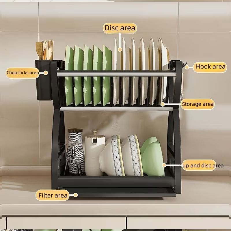 Suport de vase multifuncțional cu 2 niveluri cu tava de scurgere 33x24x30.5 cm