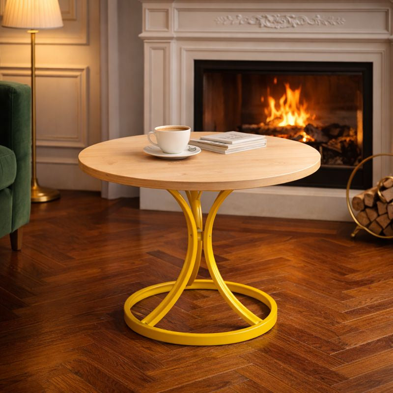 Masa Cafea Alb Auriu cu design minimalist si cadru metalic elegant 70 X 55 cm