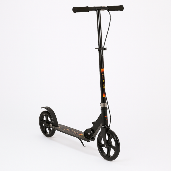 Trotineta pliabila pentru copii 10-16 ani, reglabila pe 3 inalțimi, roti mari din plastic și metal, 86x35x93/98/103 cm, Negru