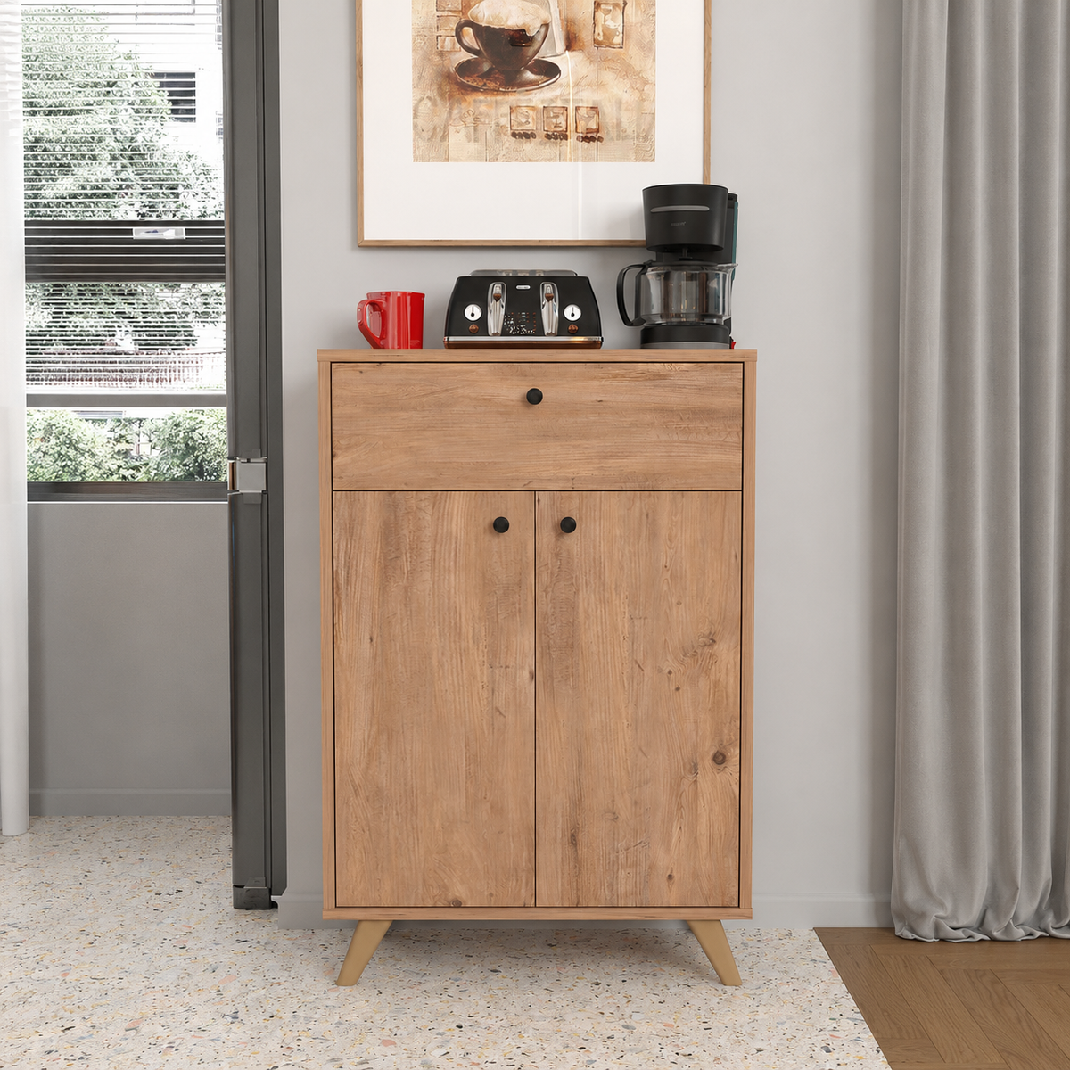 Dulap multifunctional din PAL 66x35,4x101,4 cm, cu 2 usi si sertar, pentru depozitare