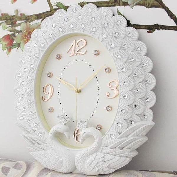 Ceas de Perete Paun Lumora Design Clasic Cifre Aurii Diametru 30cm - imagine principala