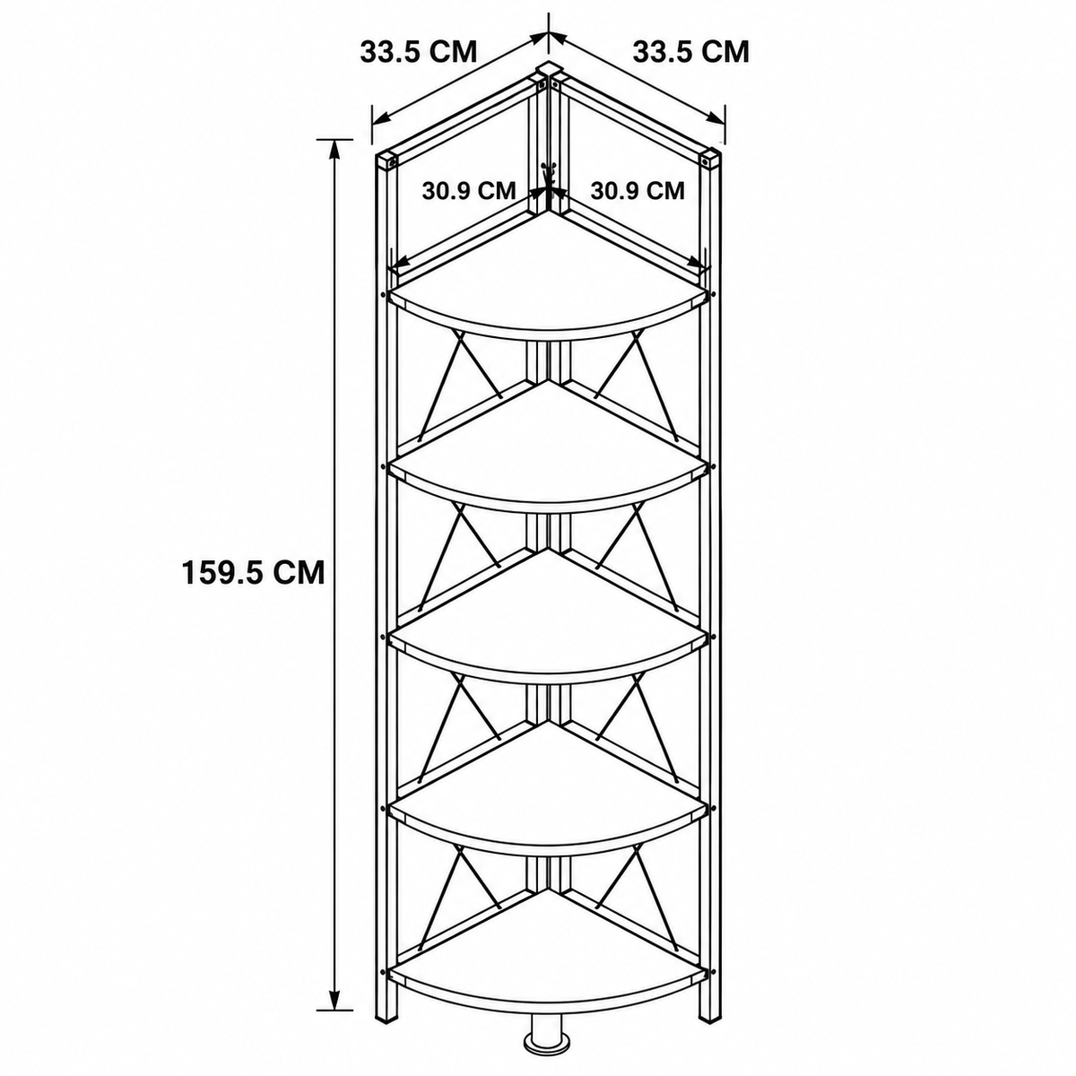 Suport de Colt pentru Plante cu 5 Rafturi, Cadru Metalic, 34 x 160 cm