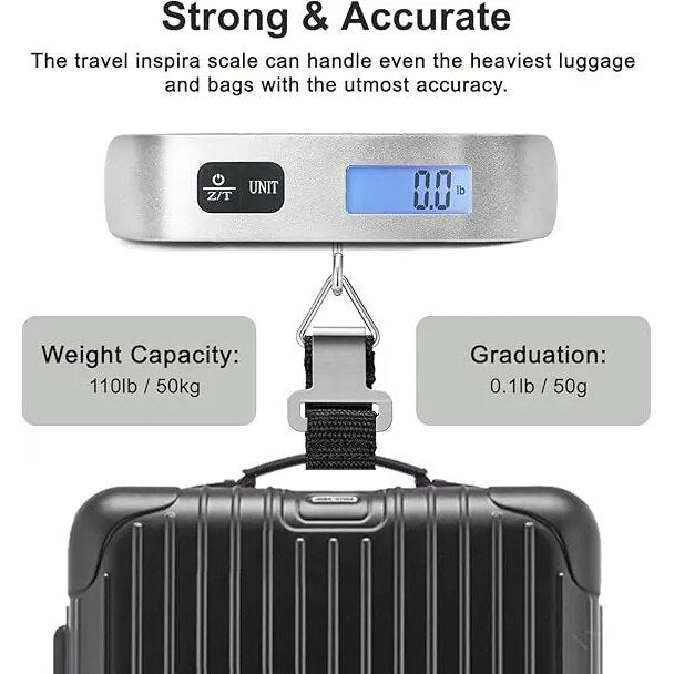Cantar Portabil Bagaje 50kg Ecran LCD Iluminat Negru Compact - detaliu produs