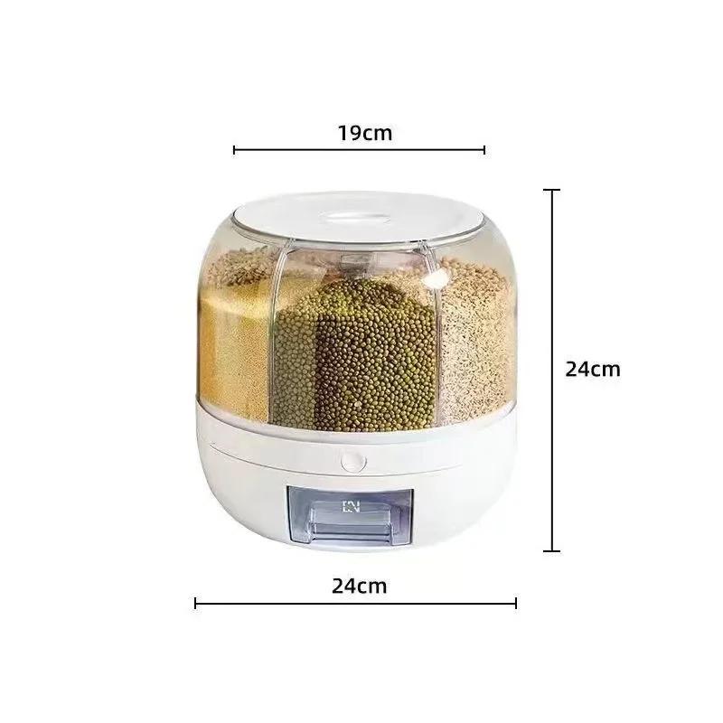 Dispenser rotativ pentru cereale, bomboane, 6 compartimente