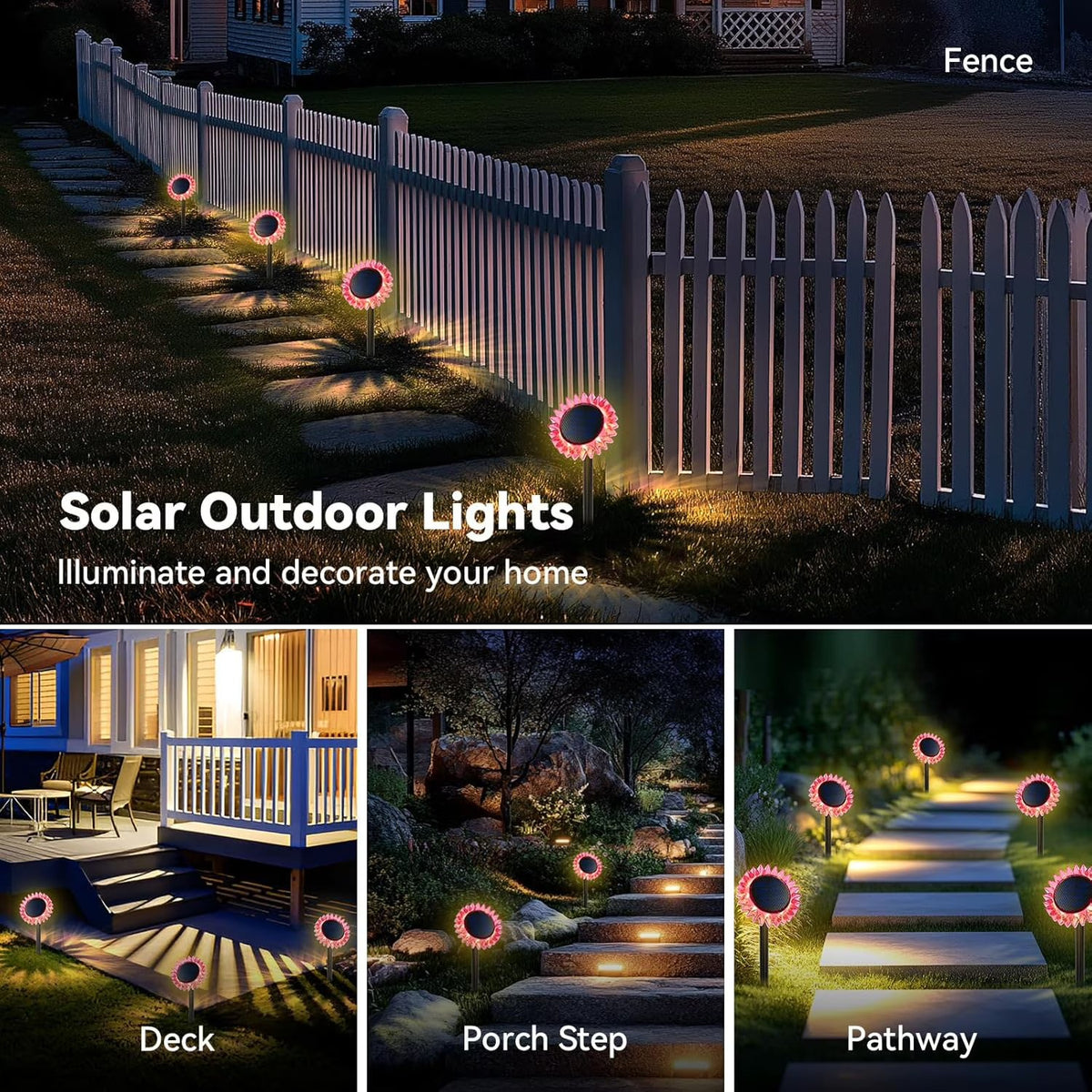 Lampa Solara de Gradina Floarea-soarelui LED Iluminare Automata Decorativa - detaliu produs