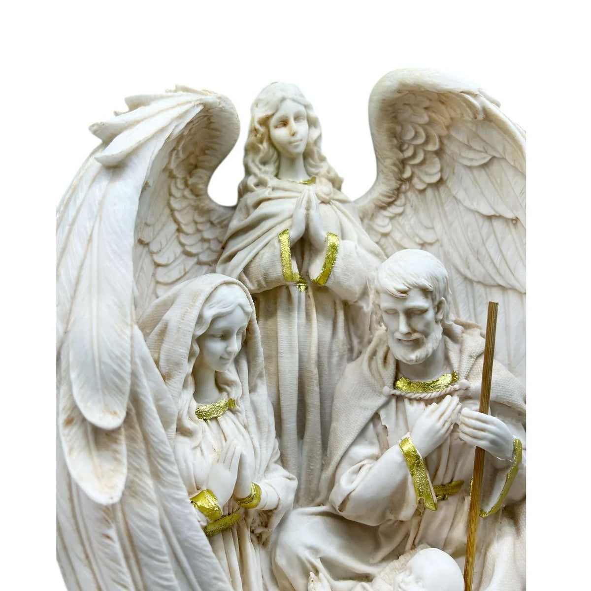 Statueta decorativa scena Nasterea Domnului cu inger decor religios elegant 23 x 15.5 x31 cm