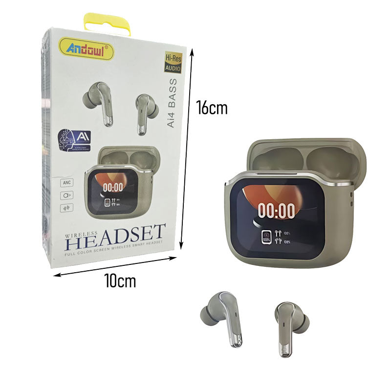 Casti wireless Bluetooth Andowl Ai4 Bass cu display LED