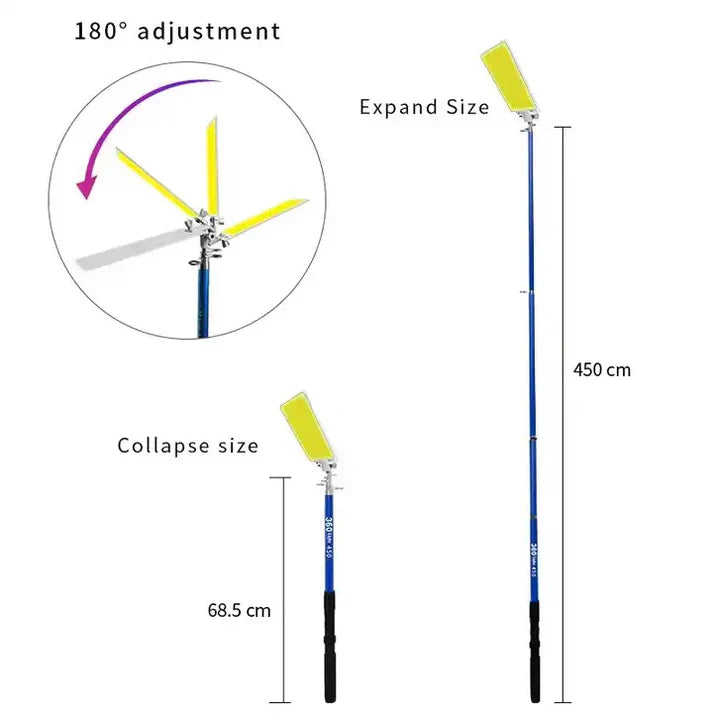 Kit Nocturna eLIVE FR-04, Proiector Camping LED 47W 4558lm, Waterproof, Brat Telescopic Ajustabil 4,5m, 3 Adaptoare 220V, Telecomanda, Geanta Transport