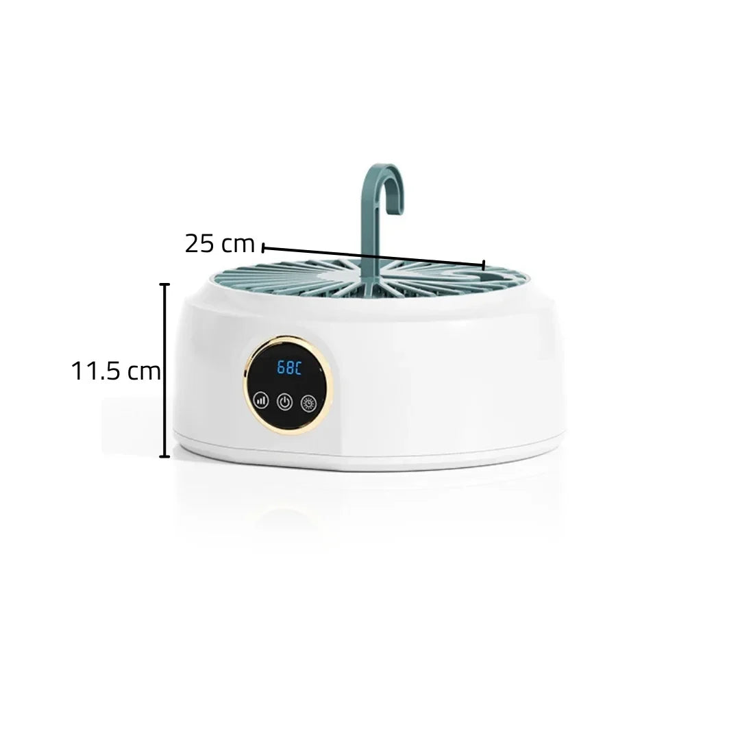 Uscator de haine pliabil de uz casnic, cu sac inclus, portabil, capacitate 10 KG, uscare rapida la temperatura constanta, sterilizare cu raze UV, cip PTC, circulatie de aer cald la 360°, Alb