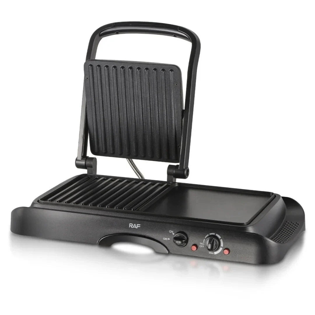 Grill și plită electrică 2 în 1 RAF  R.2695 – Putere 1600W, suprafata antiaderenta, temperatura reglabila, culoare negru