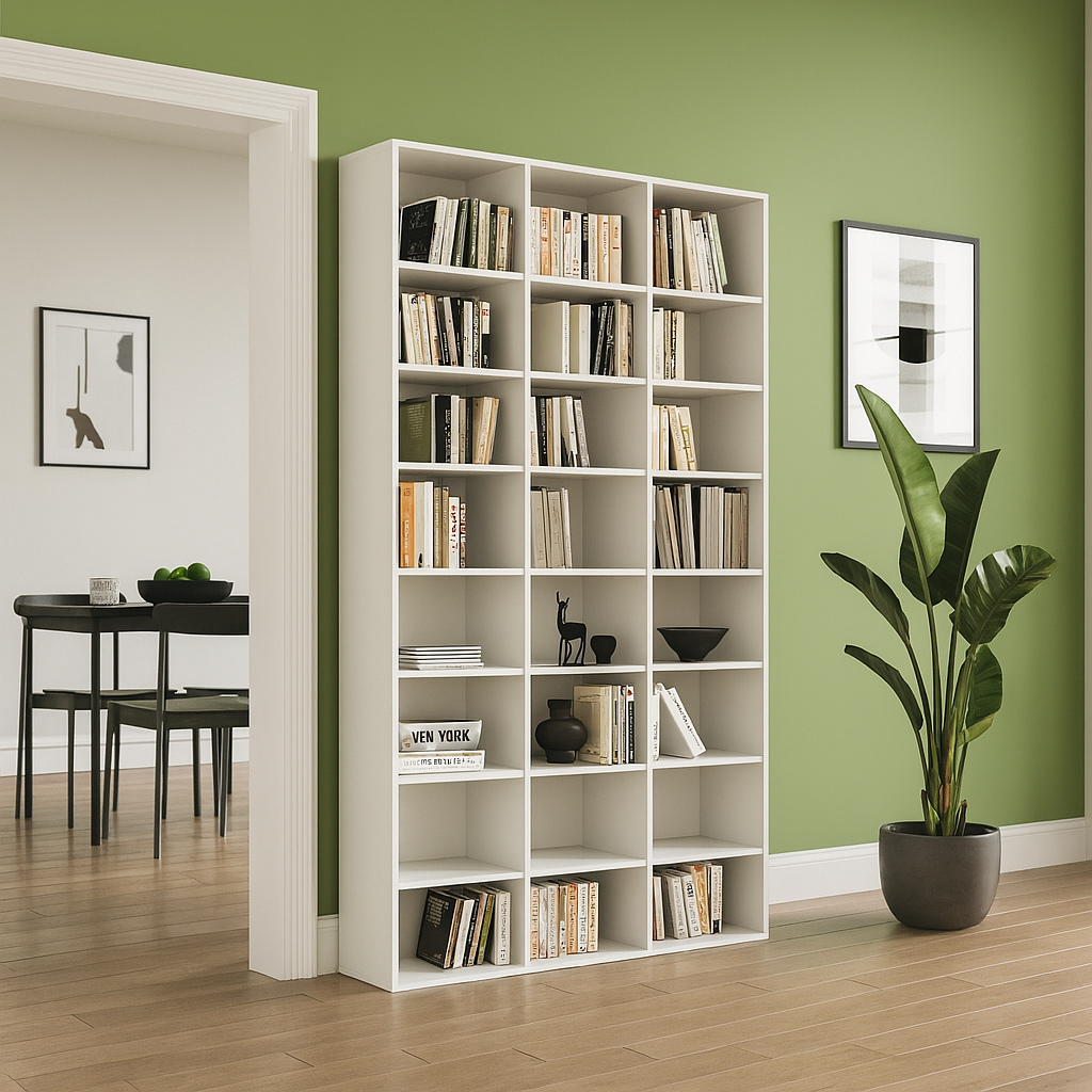 RESIGILAT - Biblioteca cu 24 de rafturi, design modern, spațiu generos, calitate superioară 101.8 x 16,3 x 178 cm