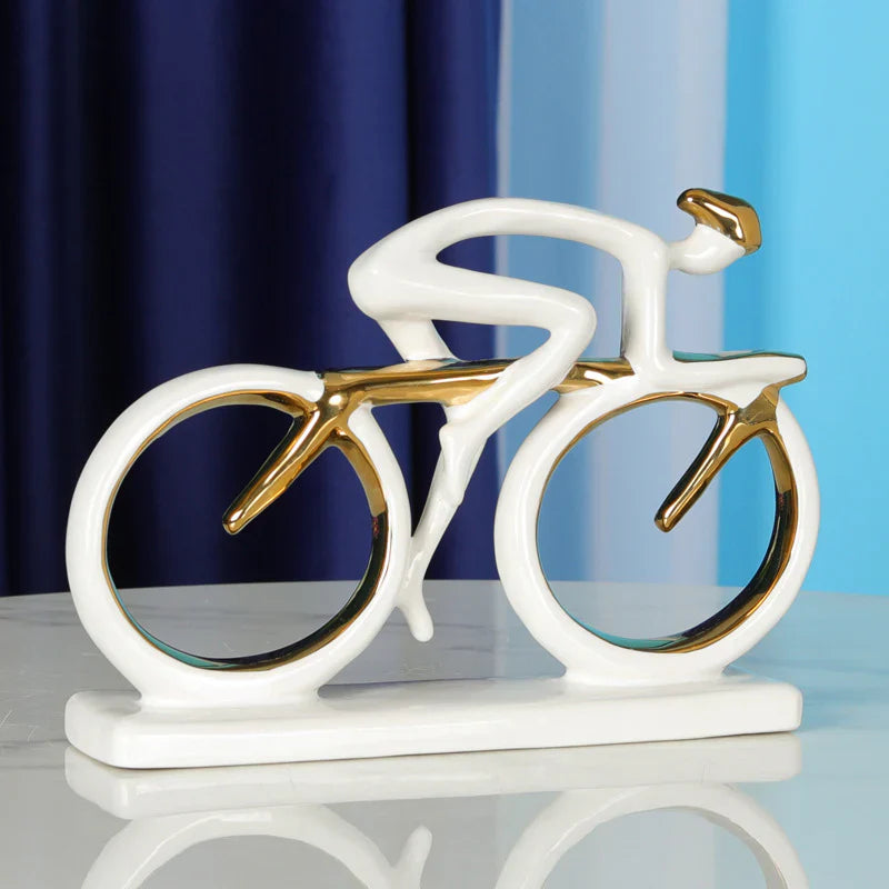 Statueta decorativa Ciclist modern din rasina 20 x 5.5 x 15 cm design premium minimalist