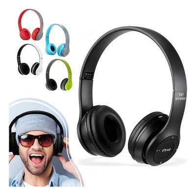 Casti Bluetooth Wireless Over Ear Pliabile Sport Cu Microfon Incorporat P47, negru