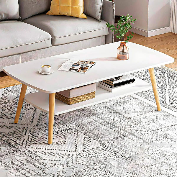 Masuta de cafea dreptunghiulara, cu colturi rotunjite, 2 niveluri, 100x48x42 cm